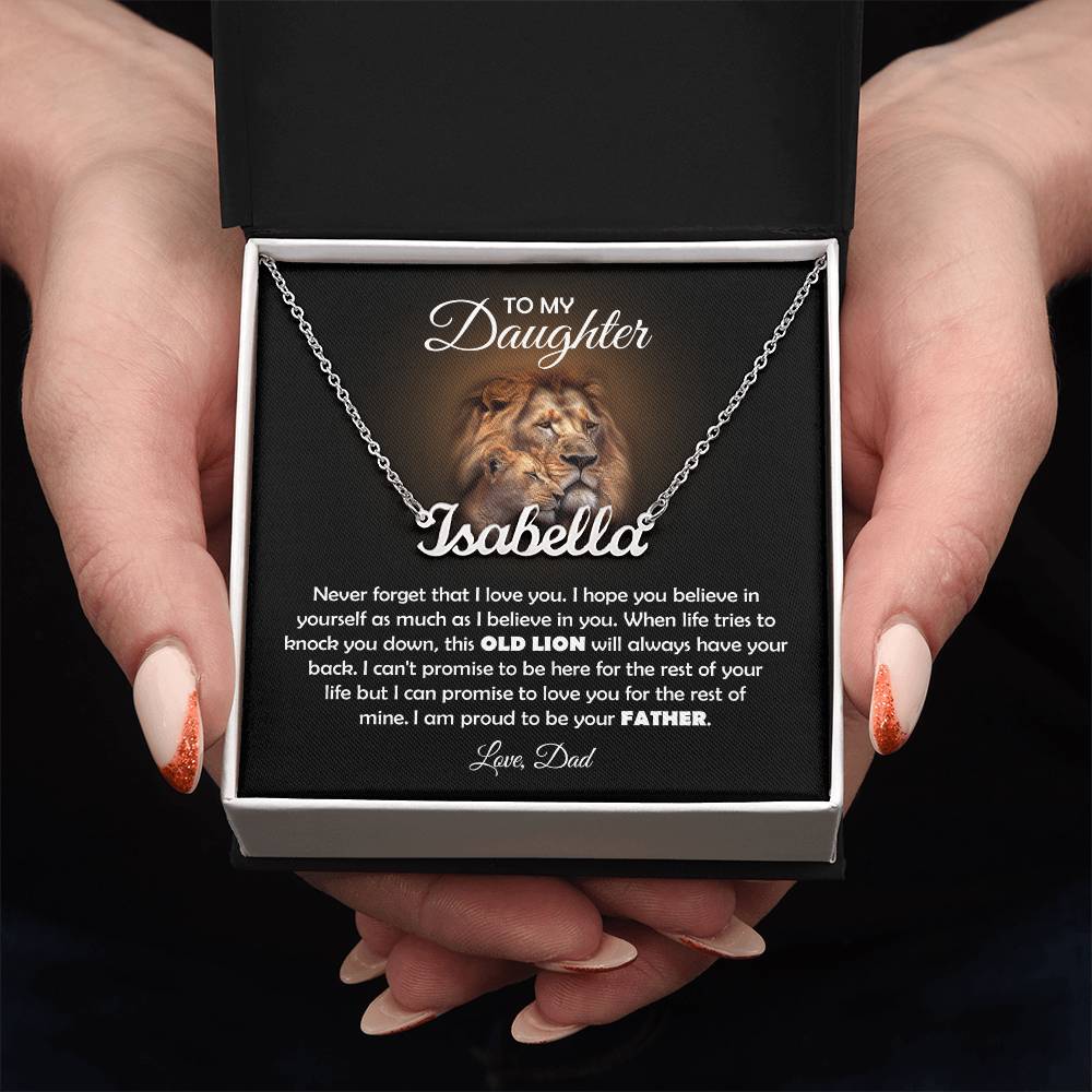 To My Daughter – Old Lion – Name Necklace Gift Set