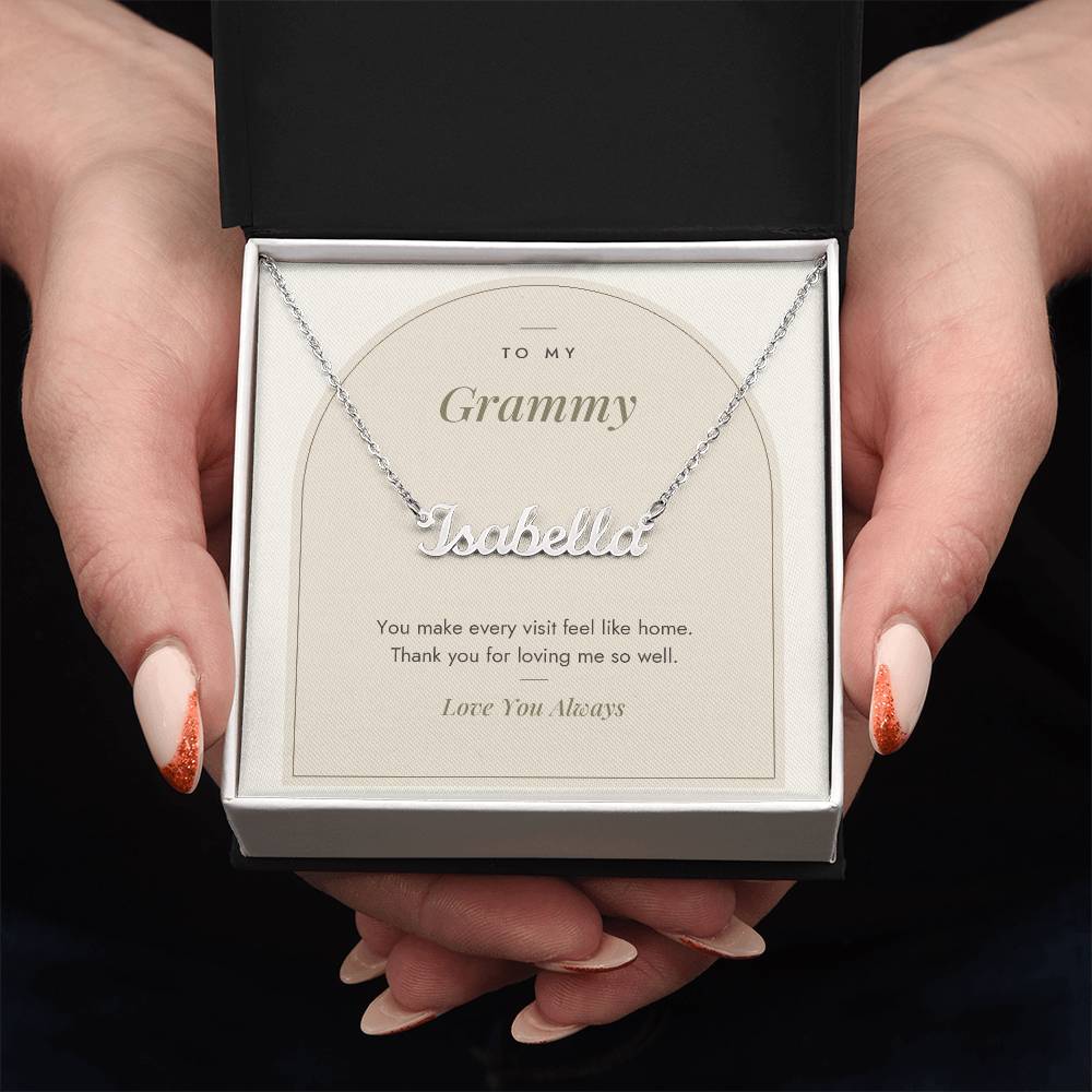 Custom name necklace for grammy – Modern Arch pendant with To My Grammy message card, view 3