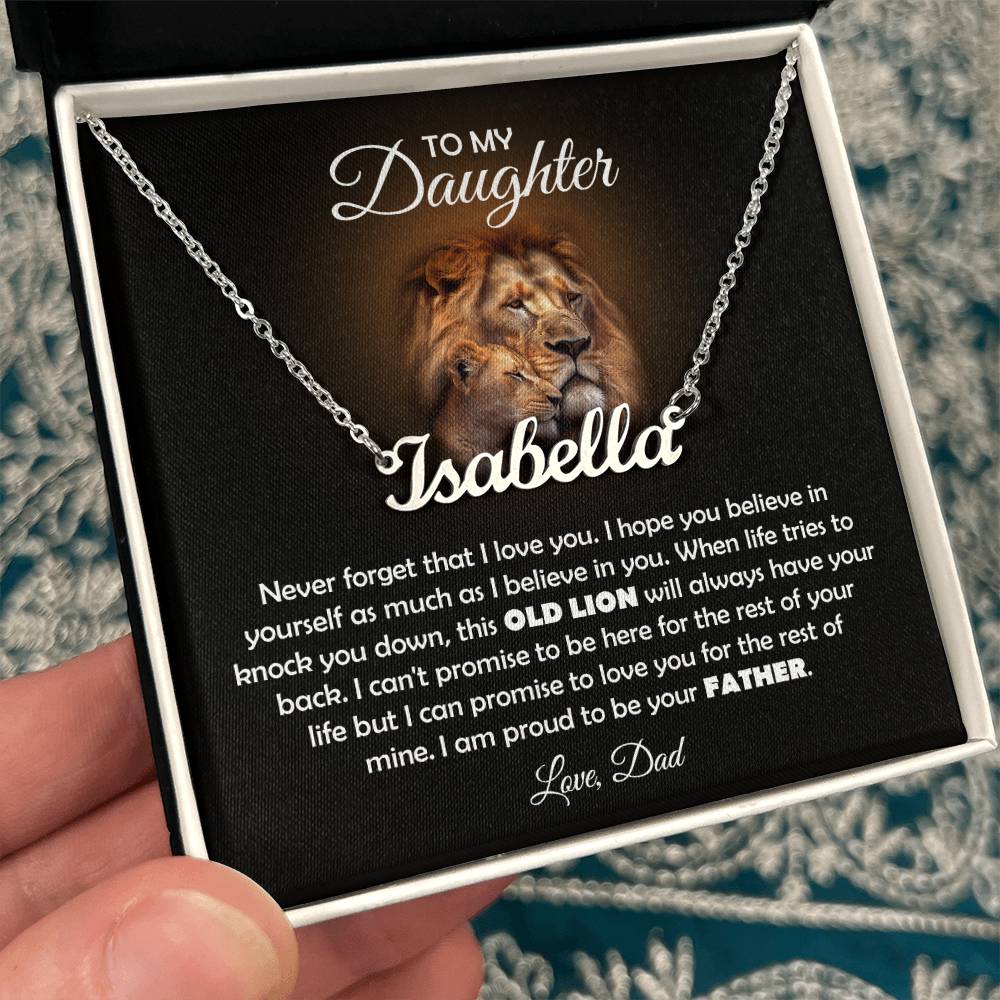 To My Daughter – Old Lion – Name Necklace Gift Set