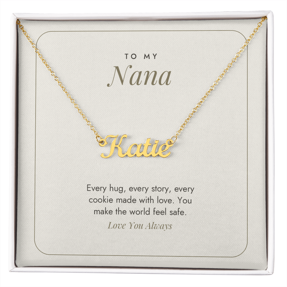 Custom Name Necklace for Nana – You Make the World Feel Safe – Modern Card