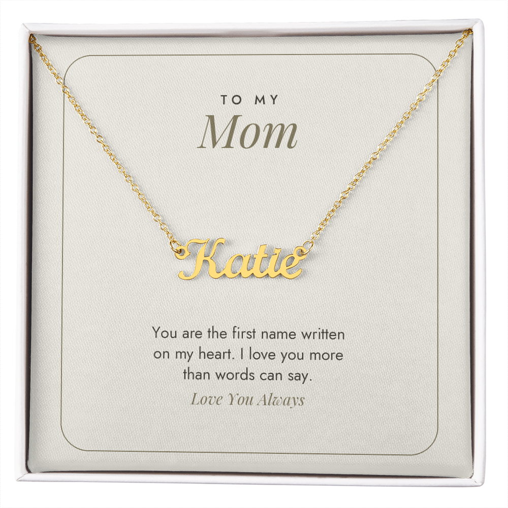 Custom Name Necklace for Mom – Your Name Is Written On My Heart – Modern Card