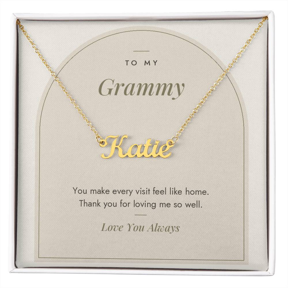 Custom name necklace for grammy – Modern Arch pendant with To My Grammy message card, view 4