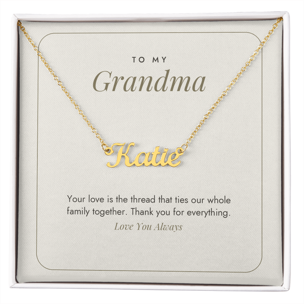 Custom Name Necklace for Grandma – The Thread That Ties Us Together – Modern Card