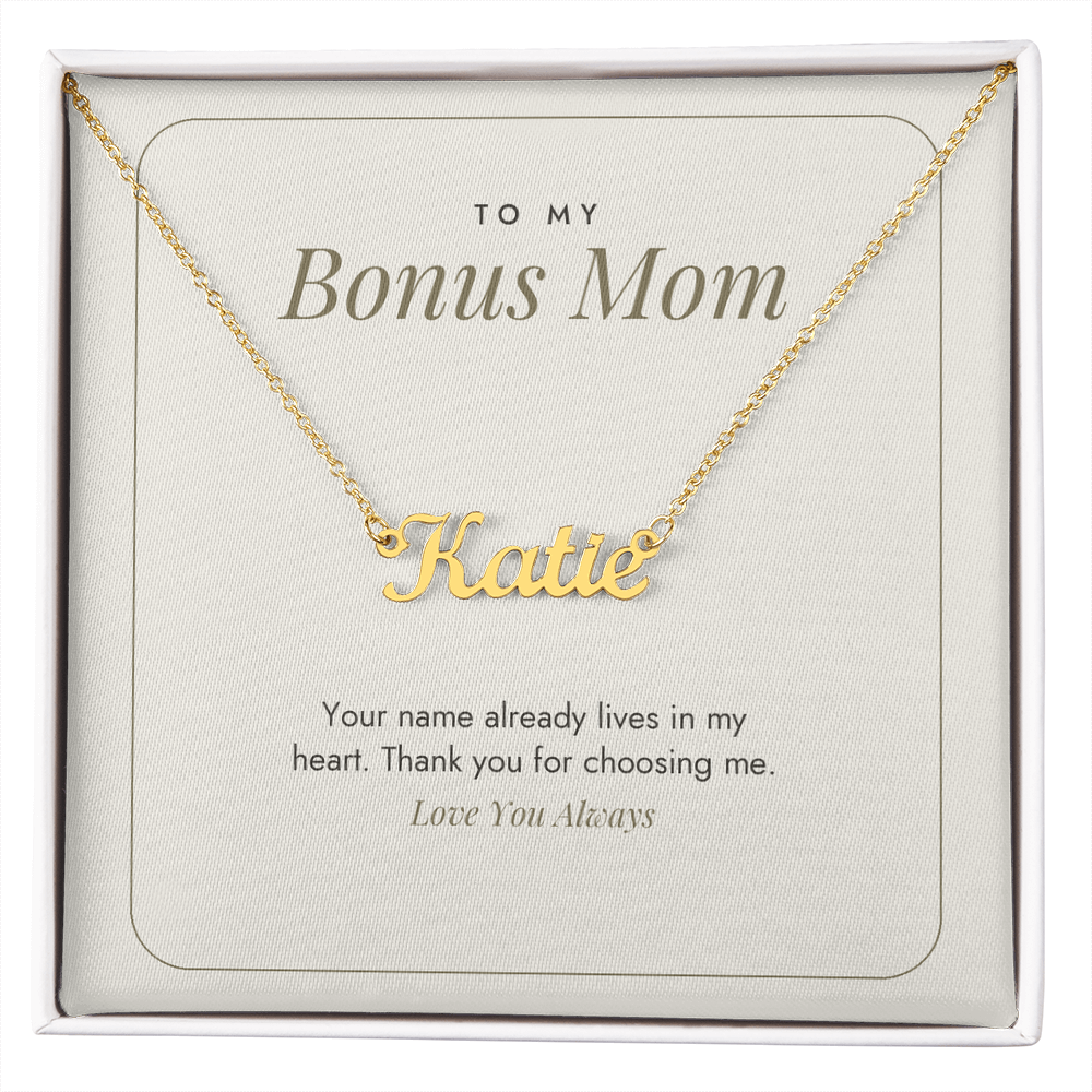 Custom Name Necklace for Bonus Mom – Thank You for Choosing Me – Modern Card