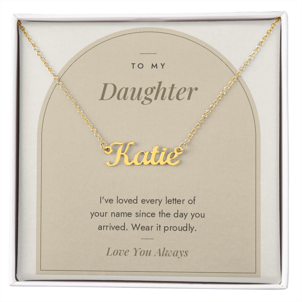 Custom name necklace for daughter – Modern Arch pendant with To My Daughter message card, view 4