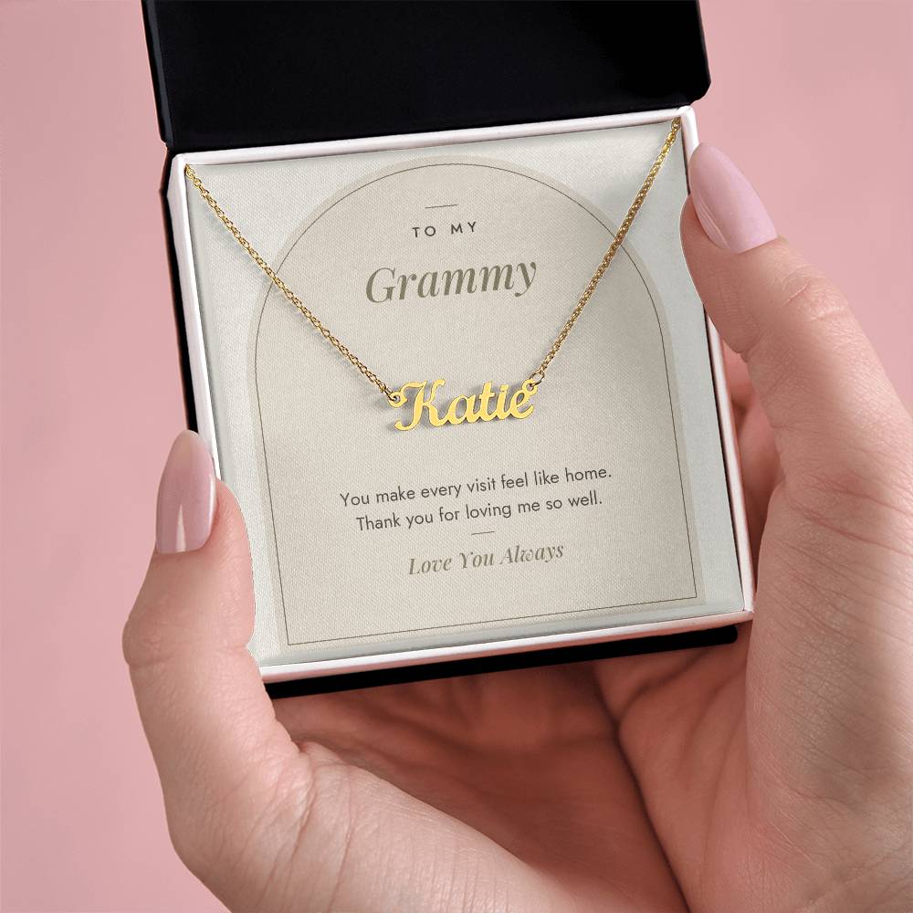 Custom name necklace for grammy – Modern Arch pendant with To My Grammy message card, view 6