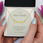 Custom name necklace for best friend – Modern Arch pendant with To My Best Friend message card, view 5