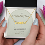 Custom name necklace for granddaughter – Modern Arch pendant with To My Granddaughter message card, view 5