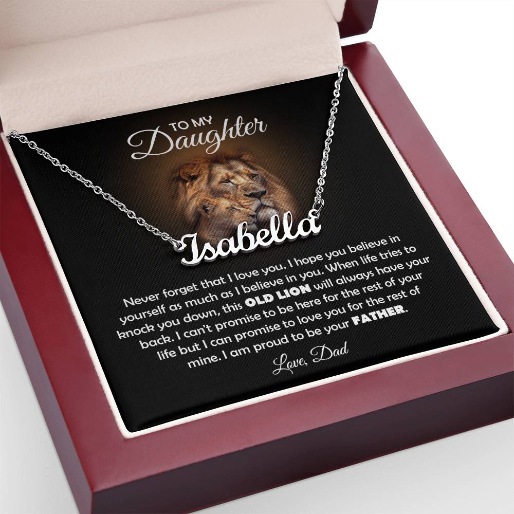To My Daughter – Old Lion – Name Necklace Gift Set