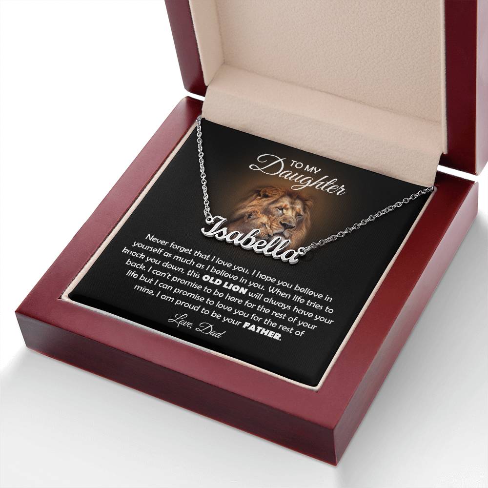 To My Daughter – Old Lion – Name Necklace Gift Set