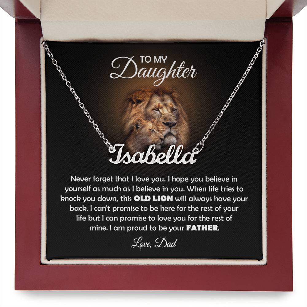 To My Daughter – Old Lion – Name Necklace Gift Set
