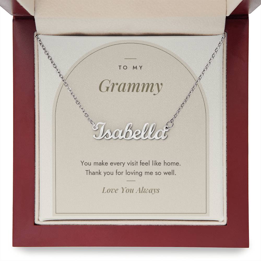 Custom name necklace for grammy – Modern Arch pendant with To My Grammy message card, view 9