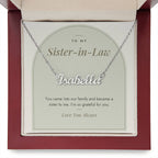 Custom name necklace for sister-in-law – Modern Arch pendant with To My Sister-in-Law message card, view 9