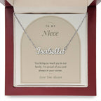 Custom name necklace for niece – Modern Arch pendant with To My Niece message card, view 9