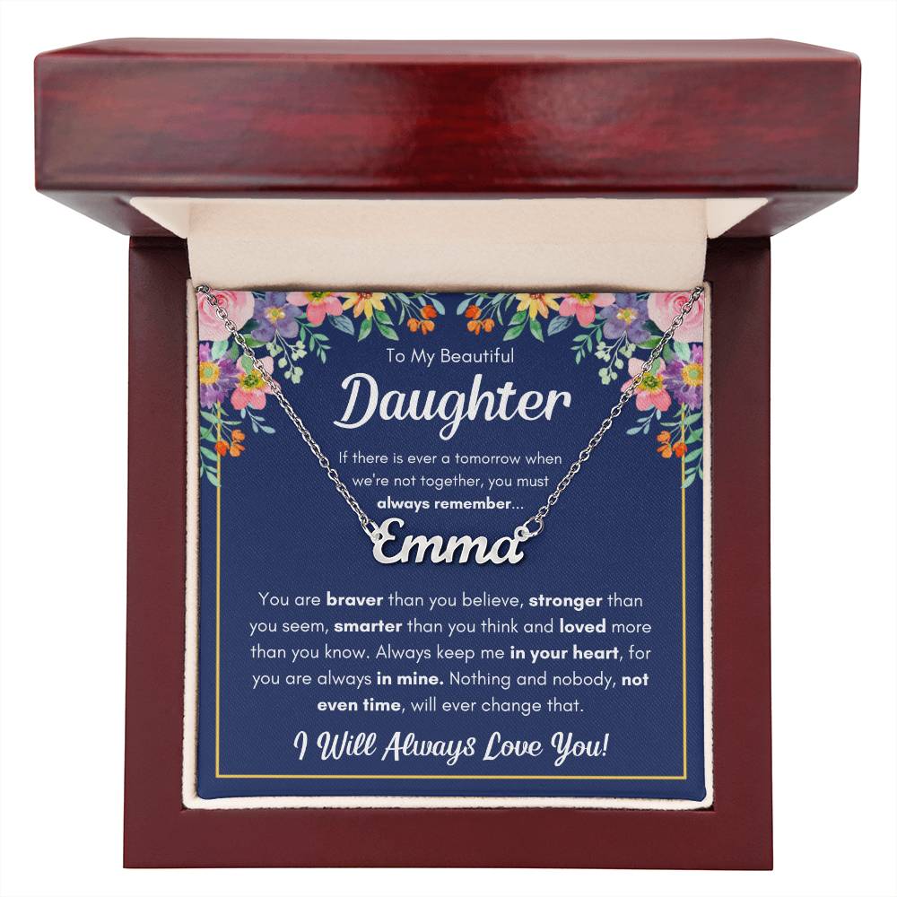 To My Daughter – Braver – Name Necklace Gift Set