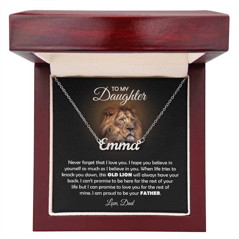 To My Daughter – Old Lion – Name Necklace Gift Set