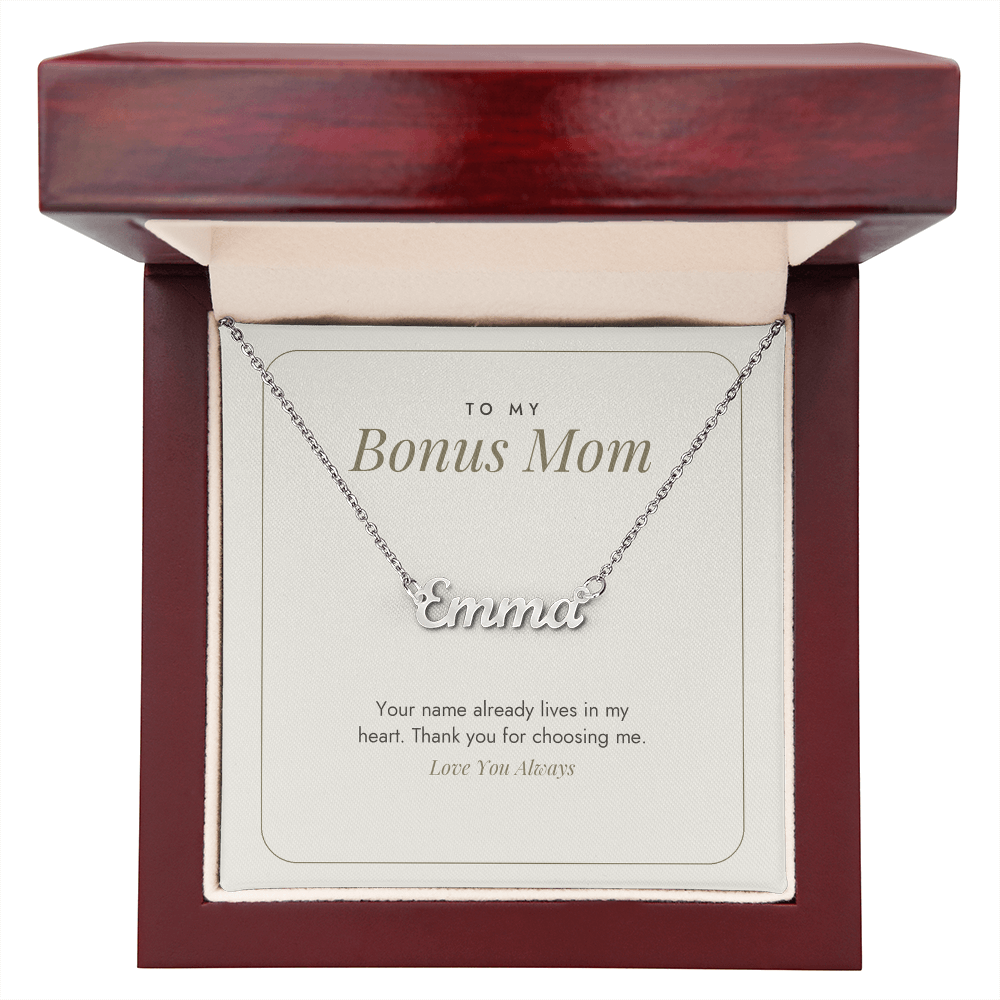 Custom Name Necklace for Bonus Mom – Thank You for Choosing Me – Modern Card