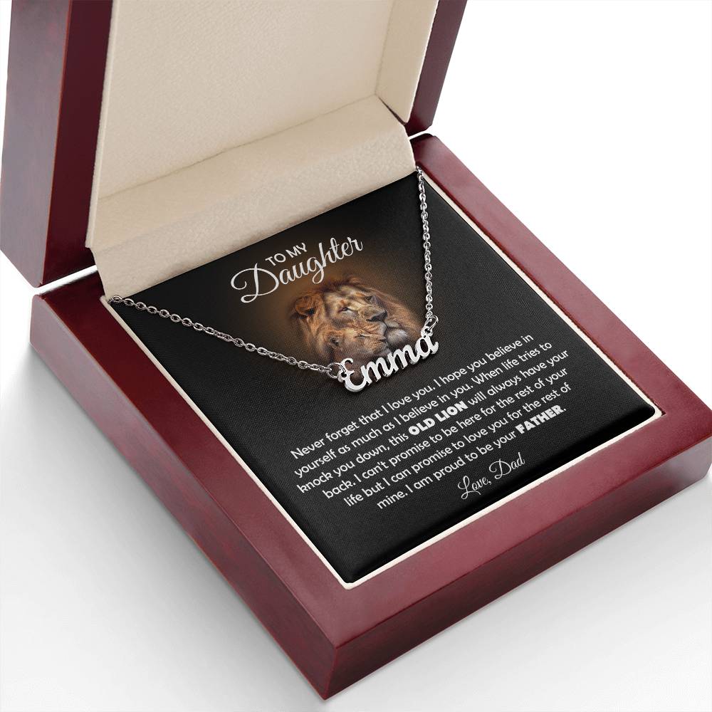 To My Daughter – Old Lion – Name Necklace Gift Set