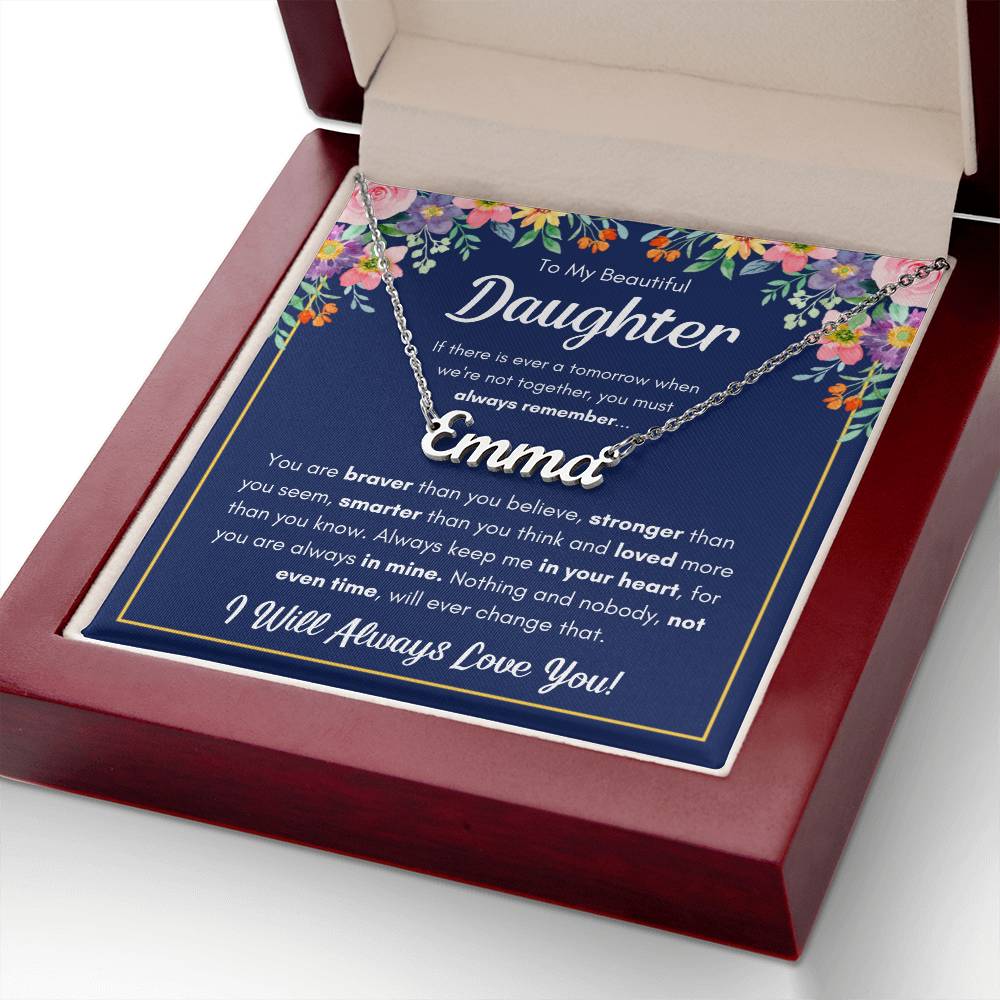 To My Daughter – Braver – Name Necklace Gift Set