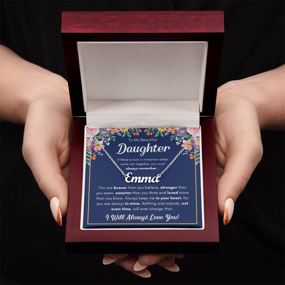 To My Daughter – Braver – Name Necklace Gift Set