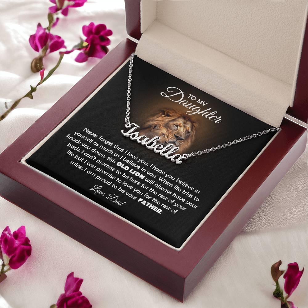 To My Daughter – Old Lion – Name Necklace Gift Set