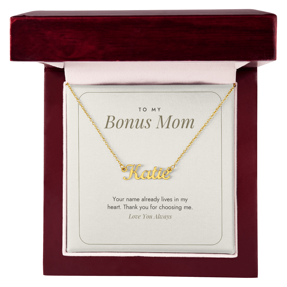 Custom Name Necklace for Bonus Mom – Thank You for Choosing Me – Modern Card