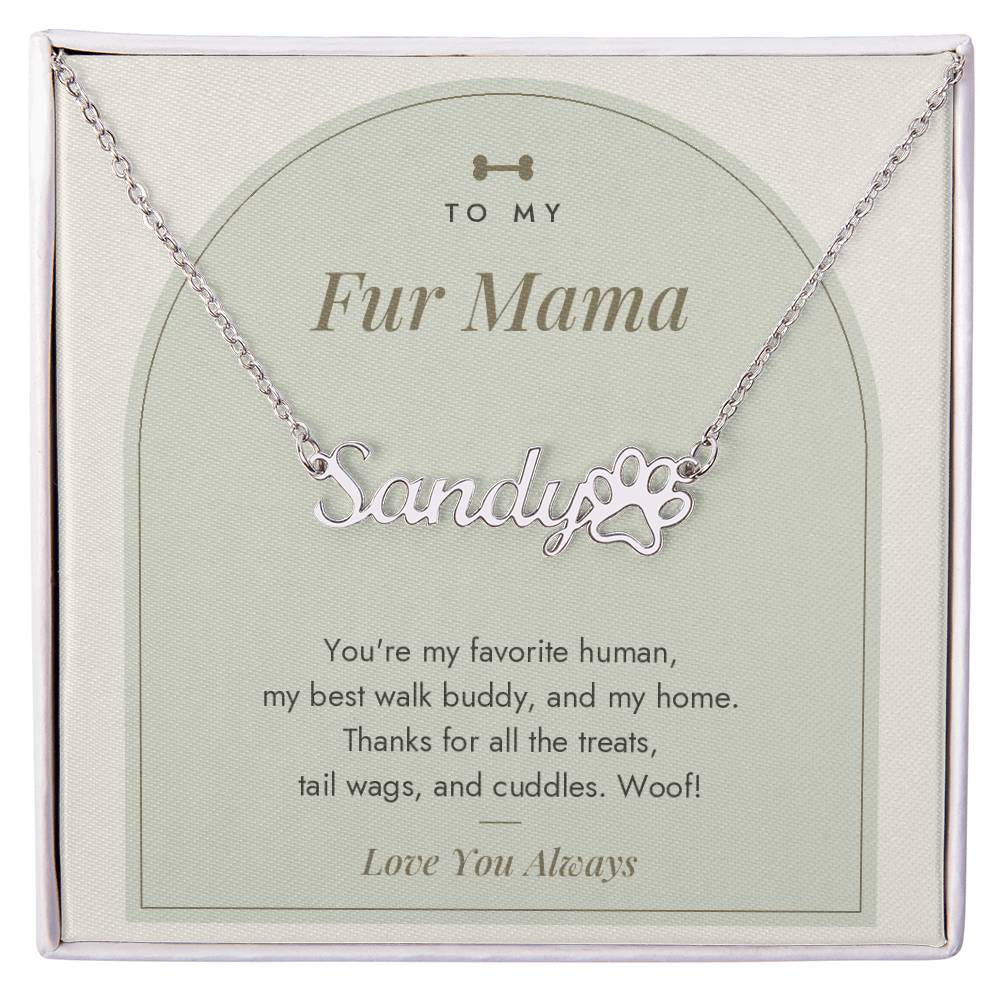 Paw Print Name Necklace from the Dog with personalized pet name, image 1