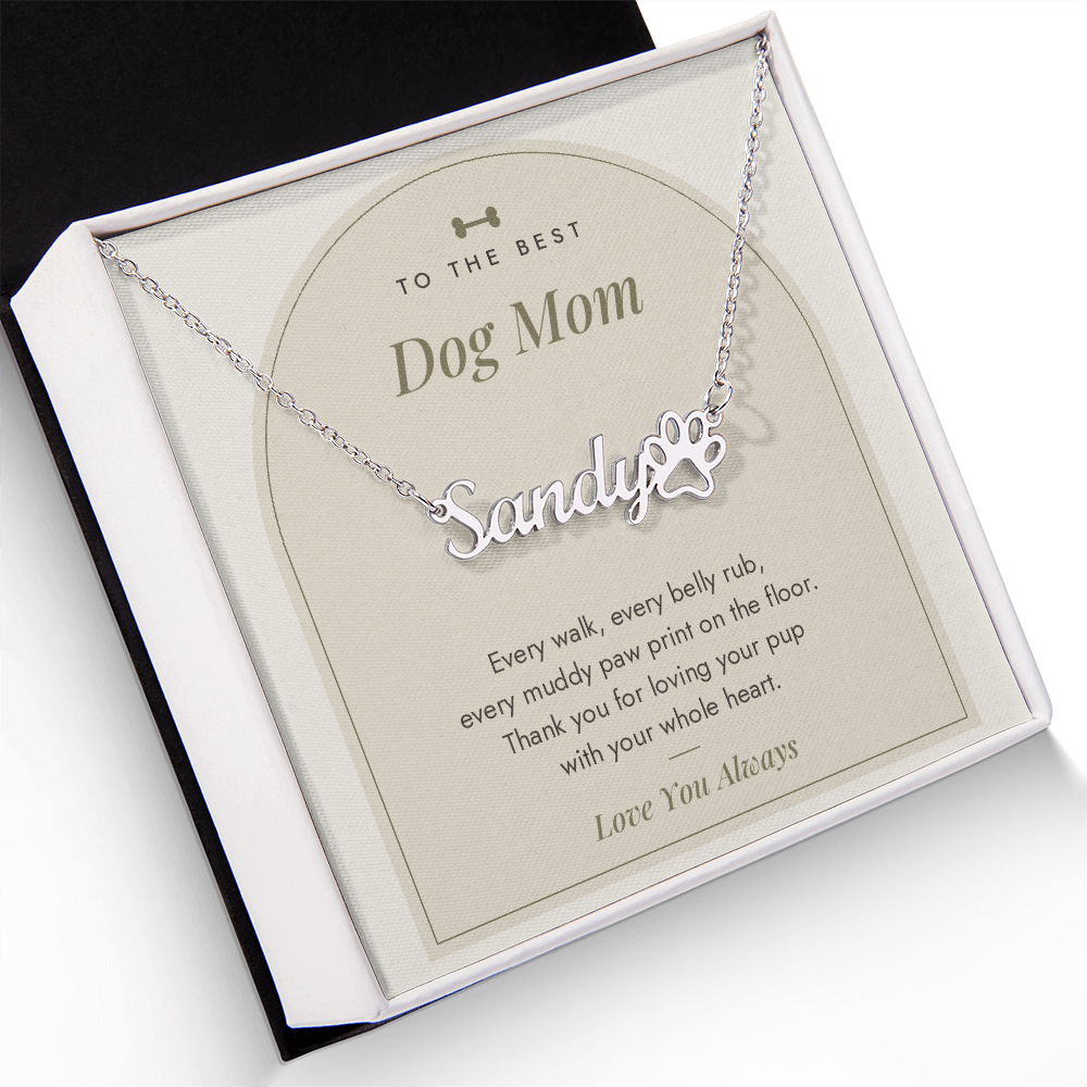 Paw Print Name Necklace for Dog Mom with personalized pet name, image 2