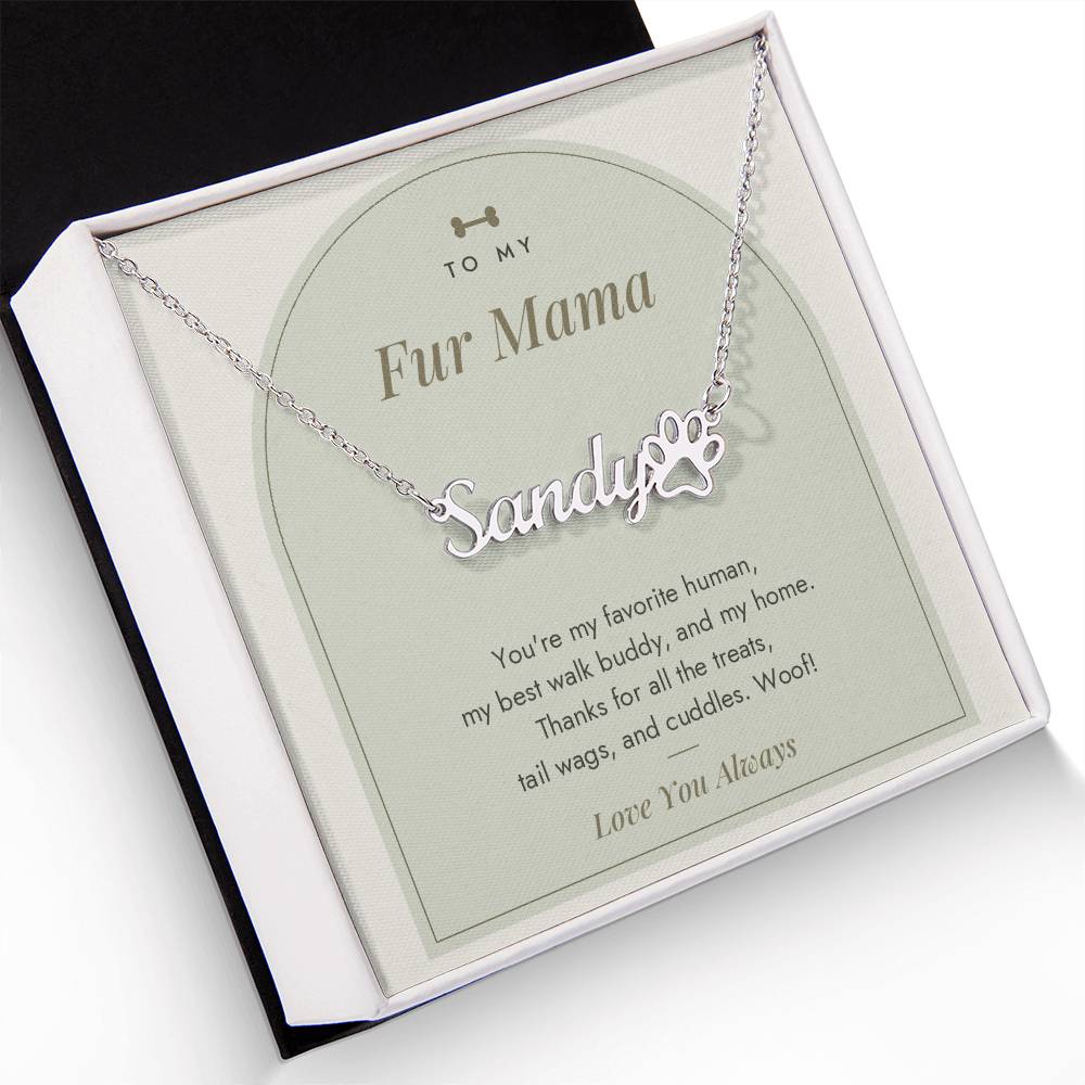 Paw Print Name Necklace from the Dog with personalized pet name, image 2
