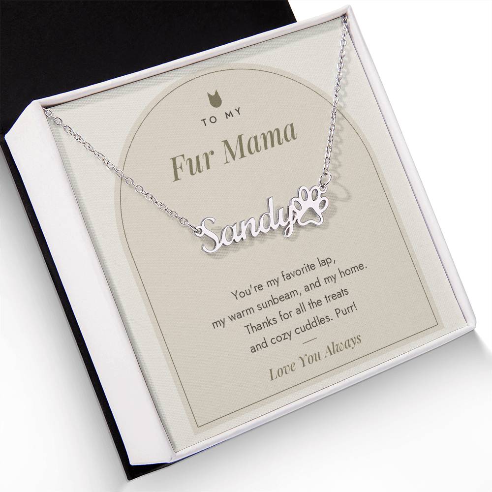 Paw Print Name Necklace from the Cat with personalized pet name, image 2