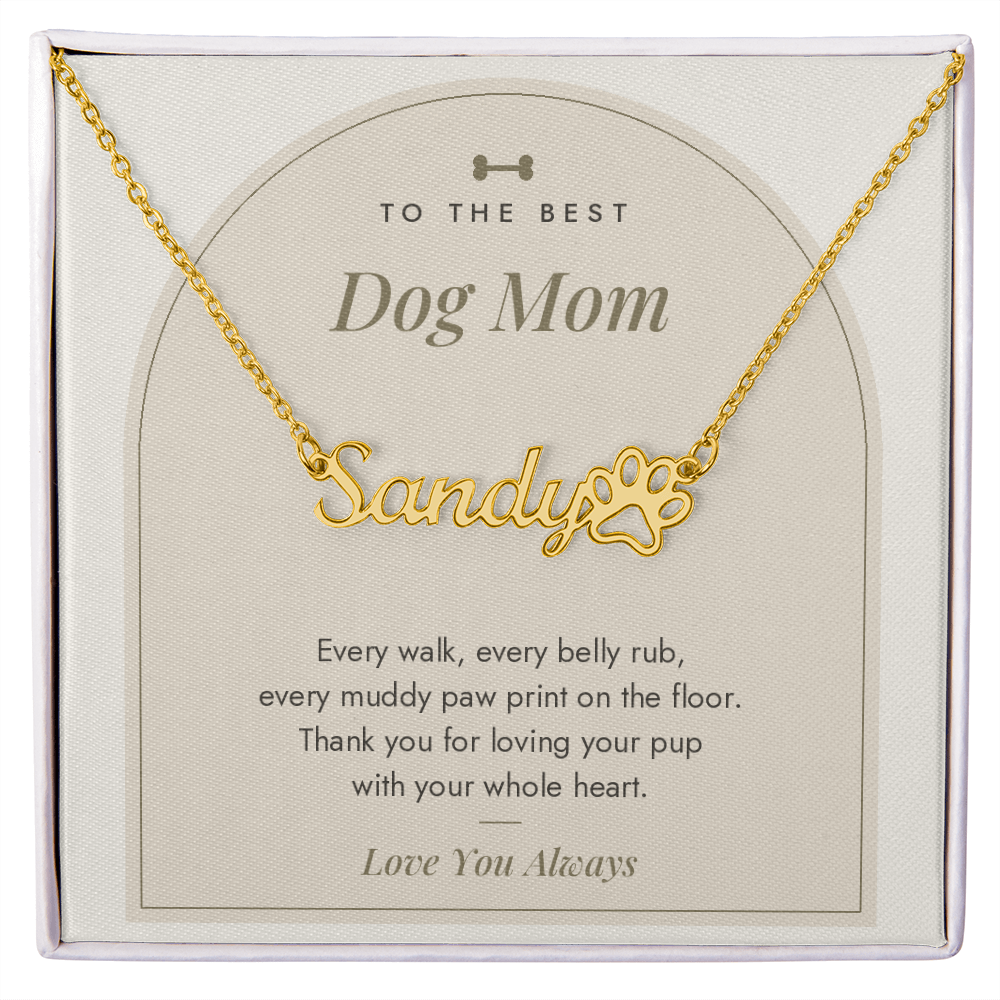 Paw Print Name Necklace for Dog Mom with personalized pet name, image 3