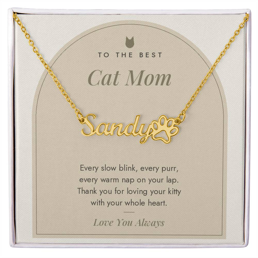 Paw Print Name Necklace for Cat Mom with personalized pet name, image 3
