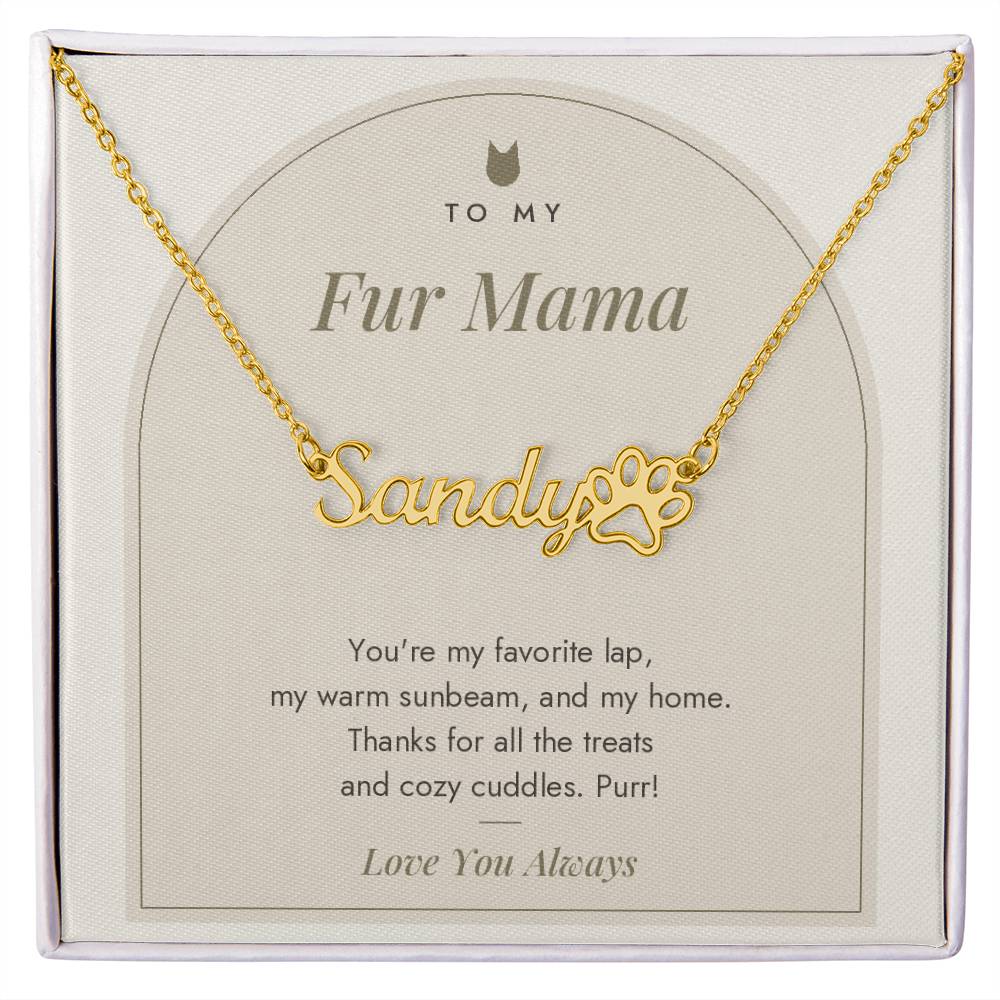 Paw Print Name Necklace from the Cat with personalized pet name, image 3