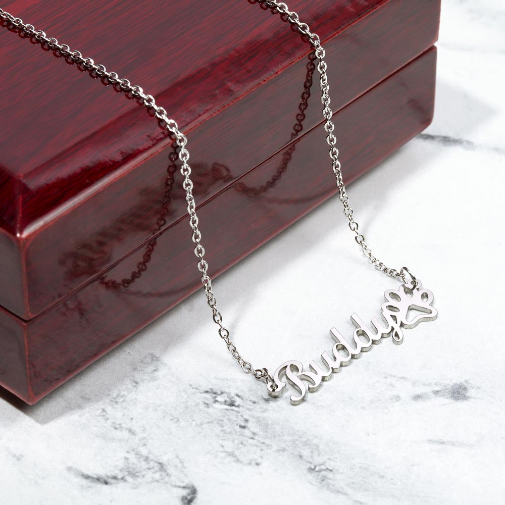 Paw Print Name Necklace for Cat Mom with personalized pet name, image 6