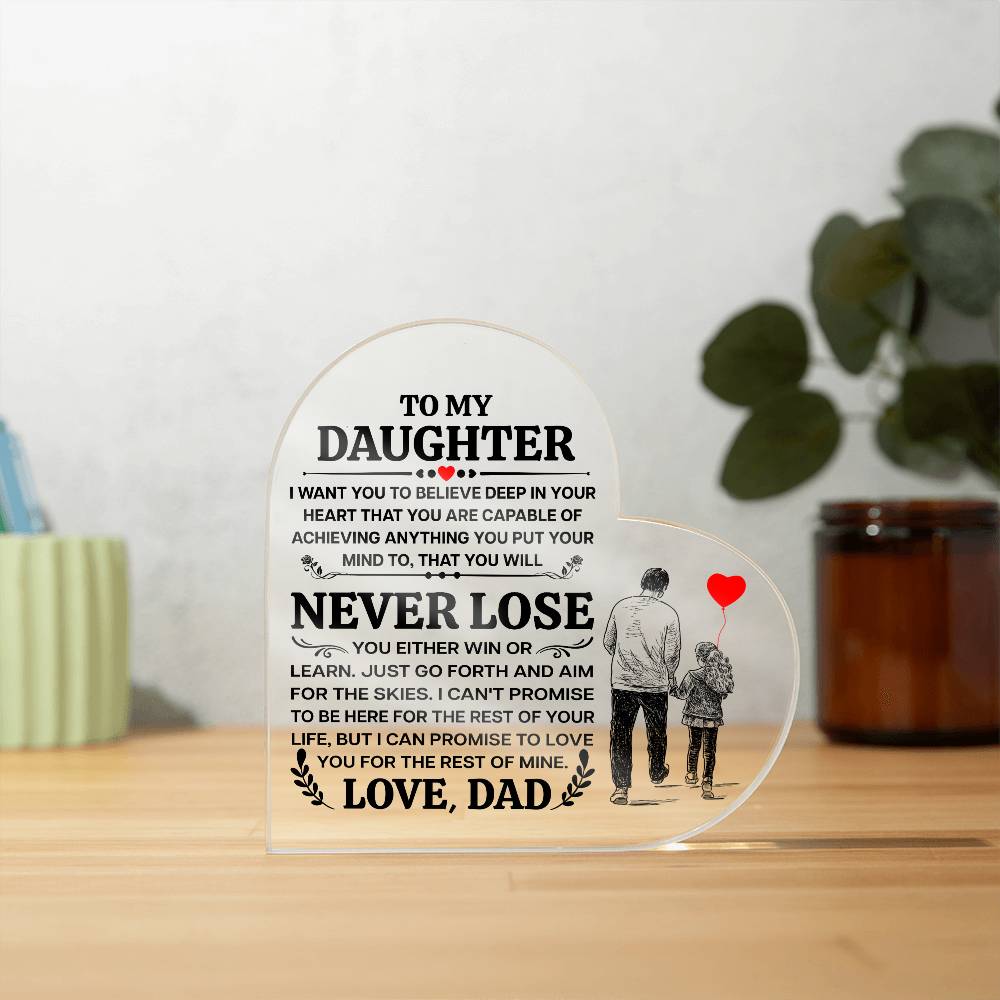 To My Daughter – Promise – Heart Acrylic Plaque