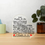 To My Daughter-in-Law – Honor – Heart Acrylic Plaque