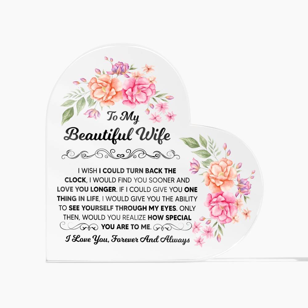 To My Beautiful Wife – Heart Acrylic Plaque