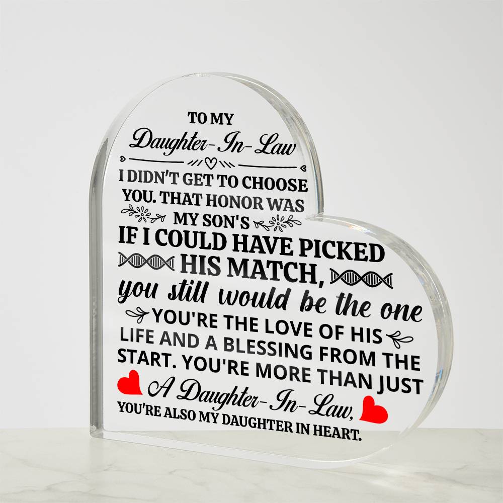 To My Daughter-in-Law – Honor – Heart Acrylic Plaque