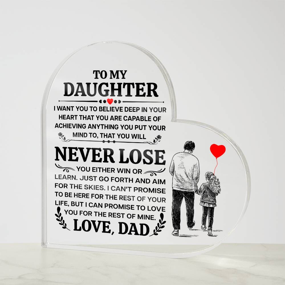 To My Daughter – Promise – Heart Acrylic Plaque