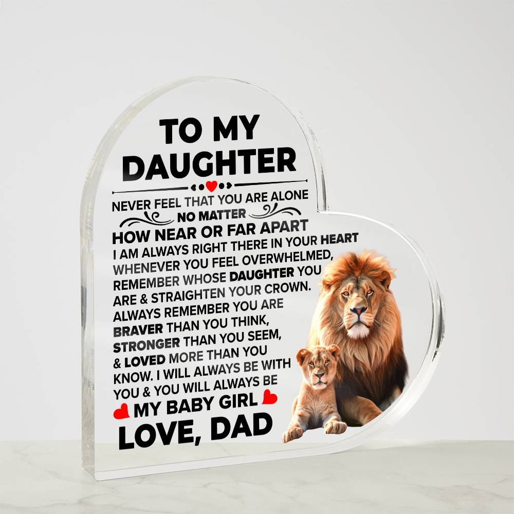 To My Daughter – Braver – Acrylic Heart