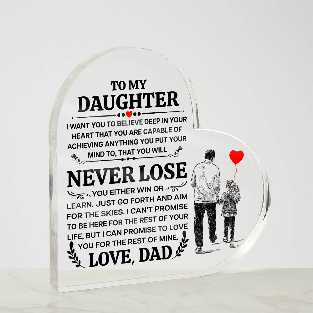 To My Daughter – Promise – Heart Acrylic Plaque