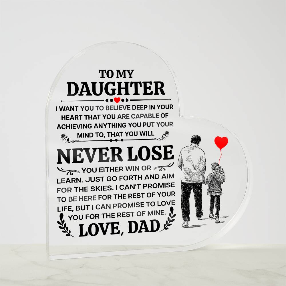 To My Daughter – Promise – Heart Acrylic Plaque