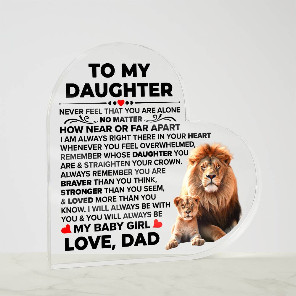 To My Daughter – Braver – Acrylic Heart