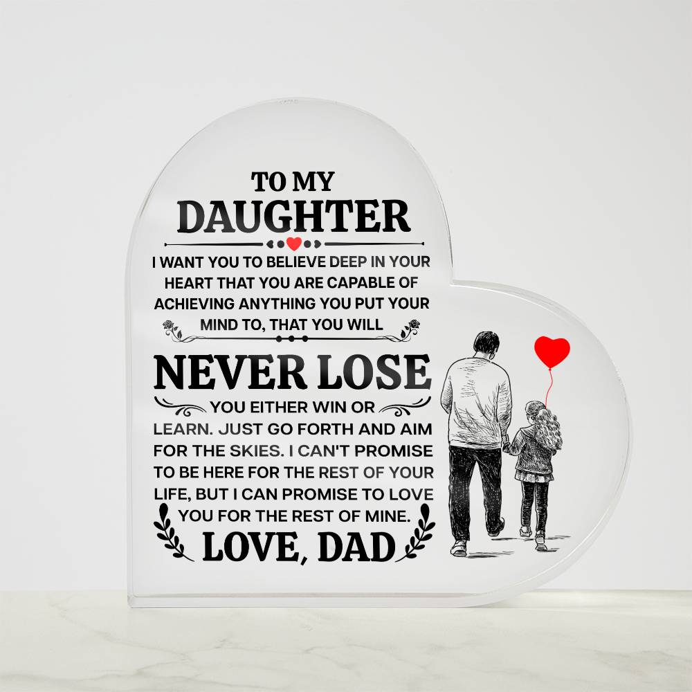 To My Daughter – Promise – Heart Acrylic Plaque