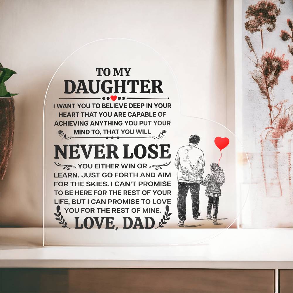 To My Daughter – Promise – Heart Acrylic Plaque