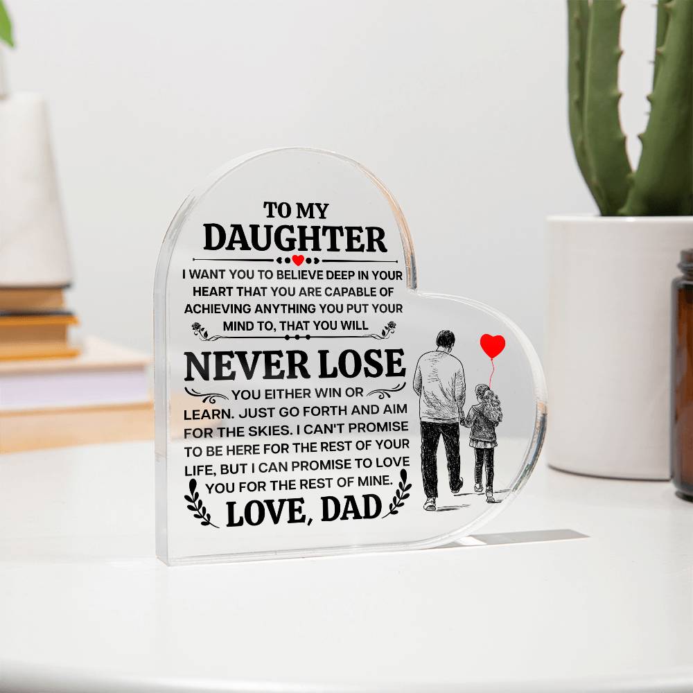To My Daughter – Promise – Heart Acrylic Plaque
