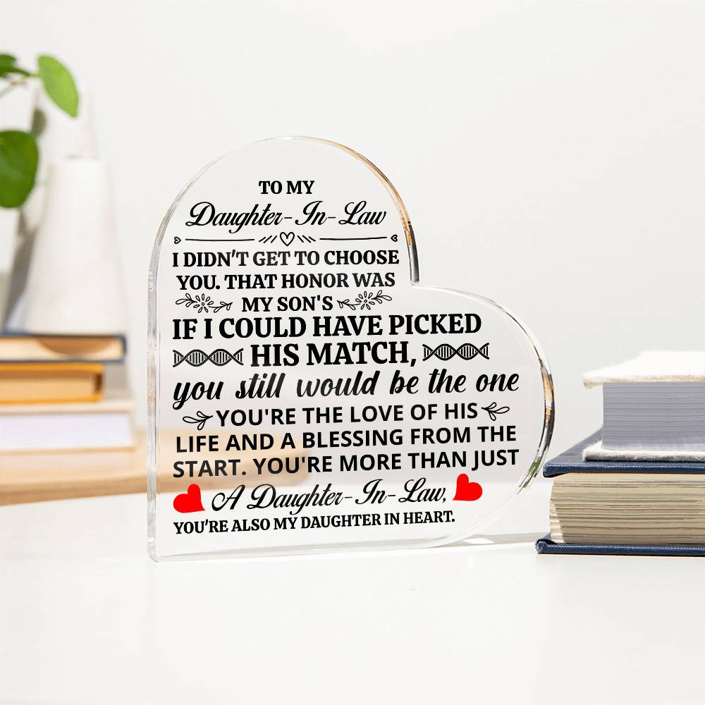 To My Daughter-in-Law – Honor – Heart Acrylic Plaque