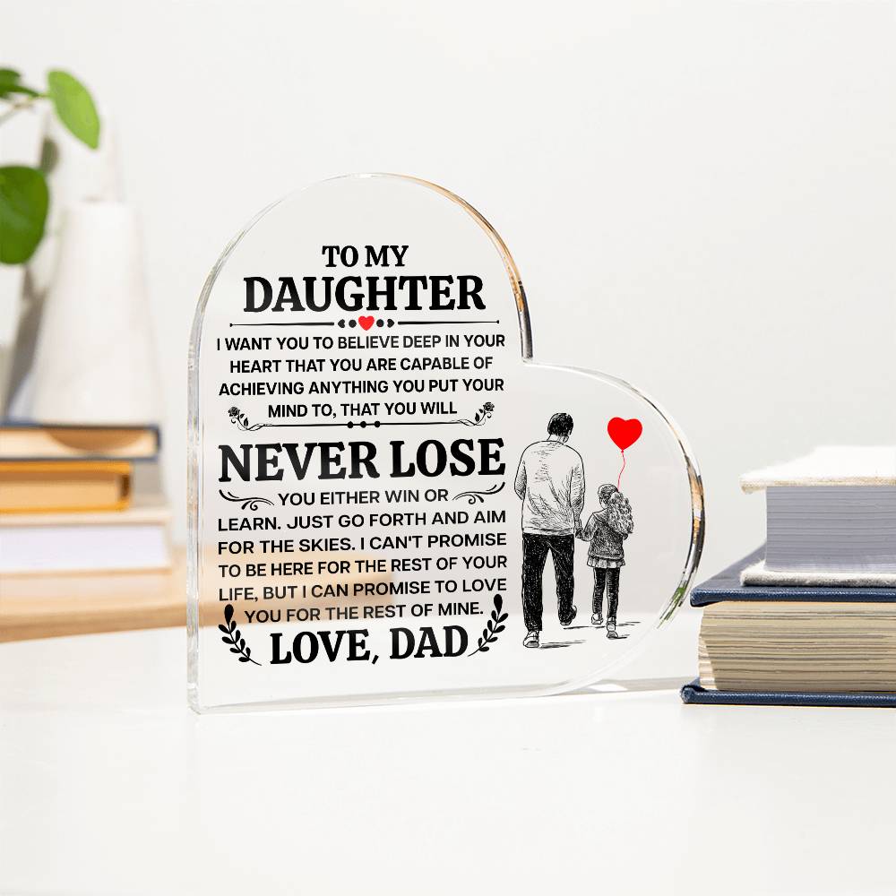 To My Daughter – Promise – Heart Acrylic Plaque