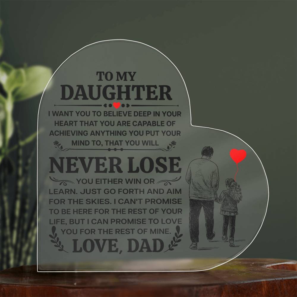 To My Daughter – Promise – Heart Acrylic Plaque