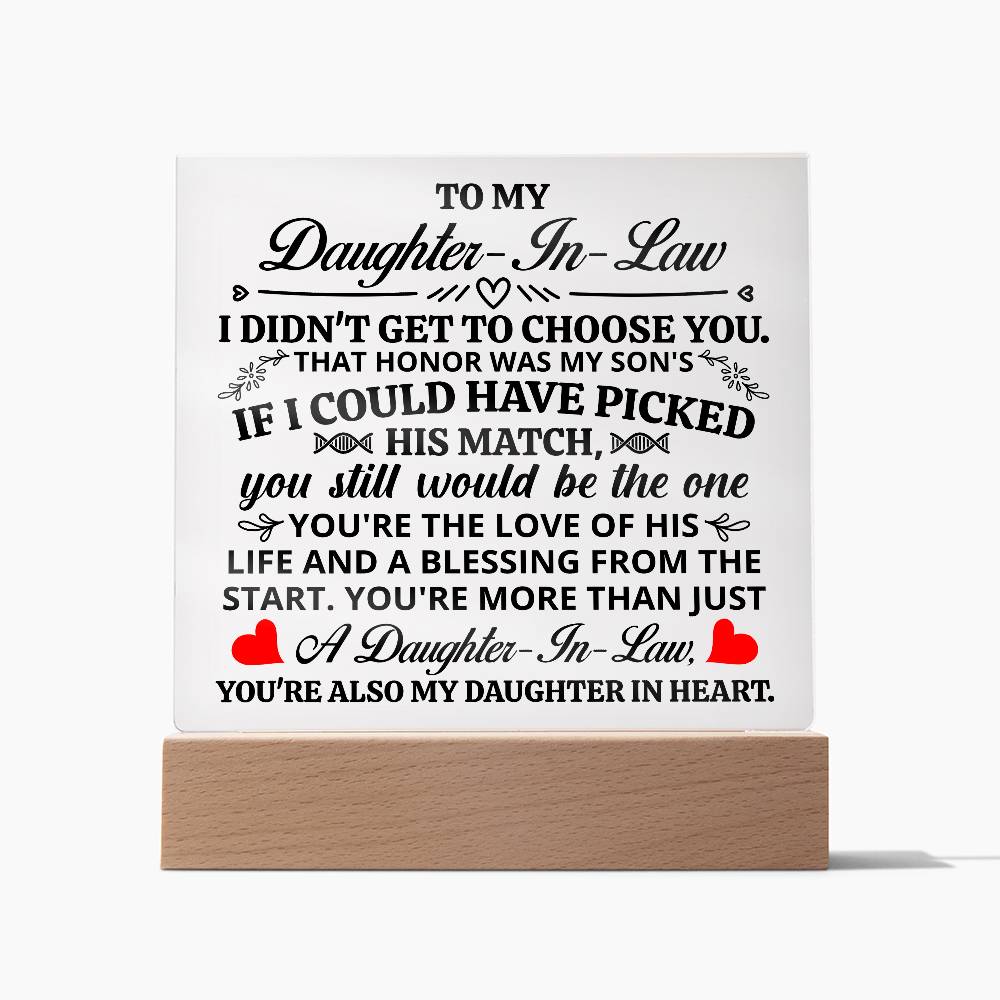 To My Daughter-in-Law – Honor – Square Acrylic Plaque